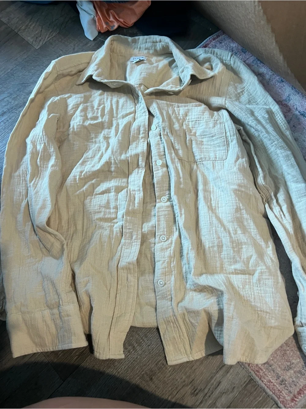 J crew small tan button down top